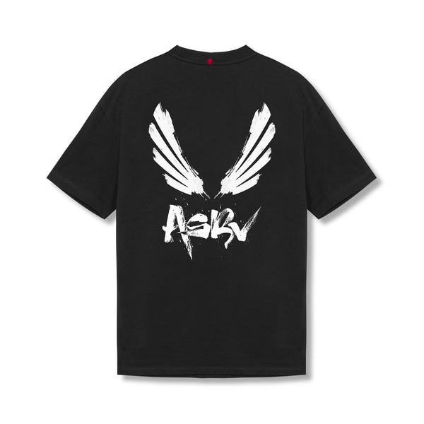0797. Tech Essential™ Relaxed Tee - Black "Brush Wings/ASRV"