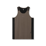 0809. Supima® Mesh Panel Training Singlet - Deep Taupe