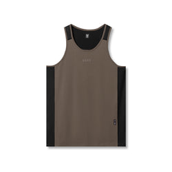 0809. Supima® Mesh Panel Training Singlet  - Deep Taupe