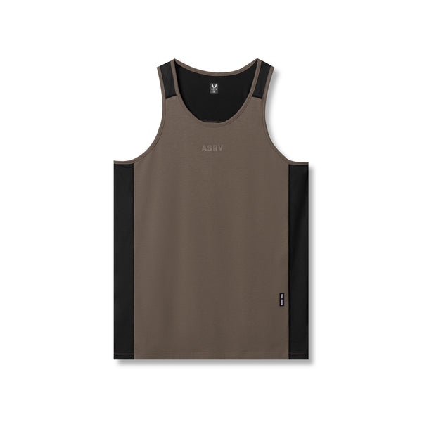 0809. Supima® Mesh Panel Training Singlet  - Deep Taupe