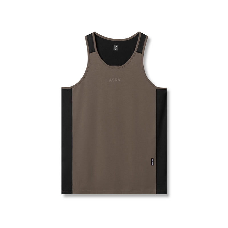 0809. Supima® Mesh Panel Training Singlet  - Deep Taupe