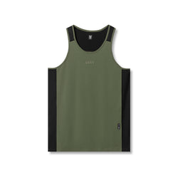 0809. Supima® Mesh Panel Training Singlet  - Olive