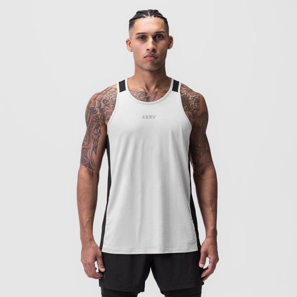 0809. Supima® Mesh Panel Training Singlet  - White