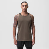 0809. Supima® Mesh Panel Training Singlet  - Deep Taupe