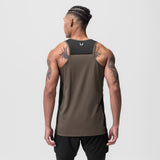 0809. Supima® Mesh Panel Training Singlet  - Deep Taupe