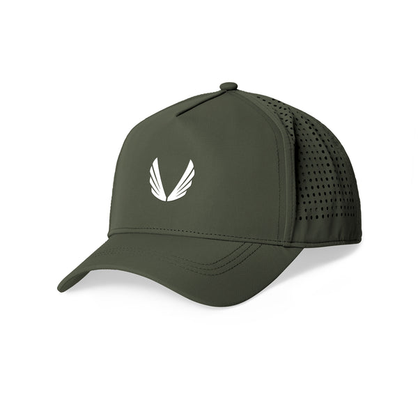 0817. Performance A-Frame Hat - Olive/White "Wings"