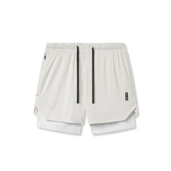 0828. AeroSilver® 5" Liner Short - Ivory Cream "Wings"/White