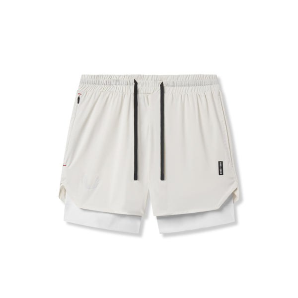 0828. Silver-Lite™ 5" Liner Short - Ivory Cream "Wings"/White