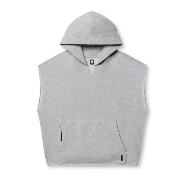 0844. Tech Essential™ Raw Hem Cutoff Hoodie - Heather Grey