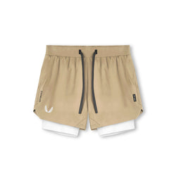 0865. Tetra-Lite® 5" Liner Short - Khaki/ White / White "Wings"