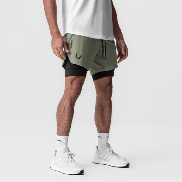 0866. Tetra-Lite® 7" Liner Short - Sage "Wings"/Black