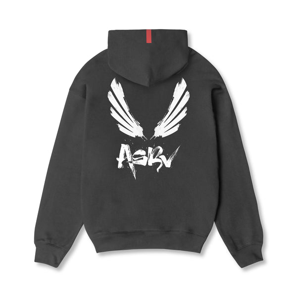0874. Tech-Terry™ Zip Pocket Hoodie - Space Grey/White "Brush Wings/ASRV"