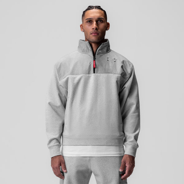 0903. Tech-Terry™ Paneled Quarter Zip - Heather Grey "Wave Dye"