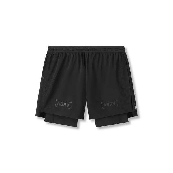 0951. Aerotex™ 4" High Split Liner Short - Black/Black