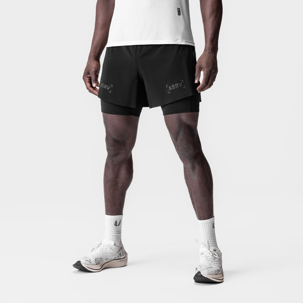 0951. Aerotex™ 4" High Split Liner Short - Black/Black