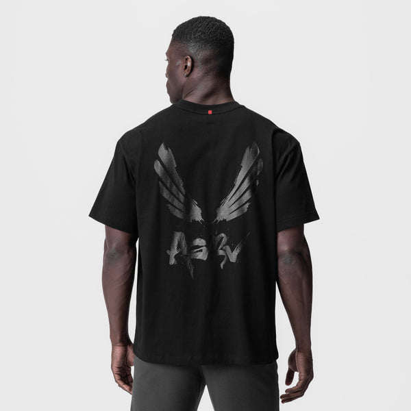 0797. Tech Essential™ Relaxed Tee - Black/Black "Brush Wings/ASRV"
