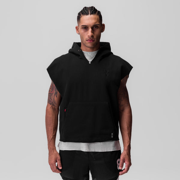 0844. Tech Essential™ Raw Hem Cutoff Hoodie - Black