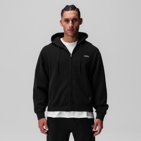 0843. Tech Essential™ Distressed Full Zip Hoodie - Black
