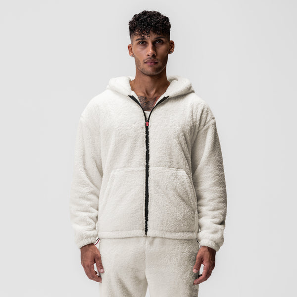0887. Sherpa Recovery Full Zip Hoodie - Ivory Cream/White
