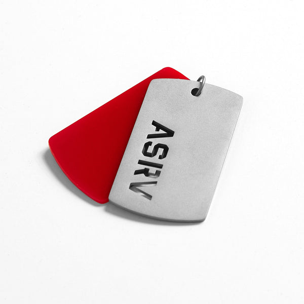 Dogtag Pendant - Stainless Steel/Red